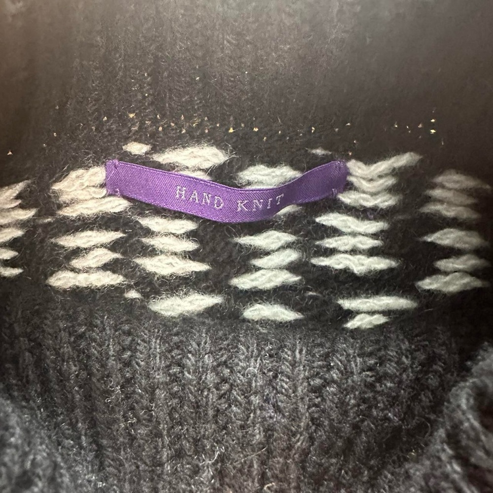 Ralph Lauren Purple Label Women’s Cashmere Intarsia-Knit Fair Isle Sweater M - Picture 3 of 7
